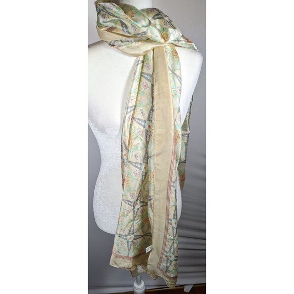 Vintage Retro Floral Pastel Yellow Scarf/Shawl/Wrap - Picture 4 of 8